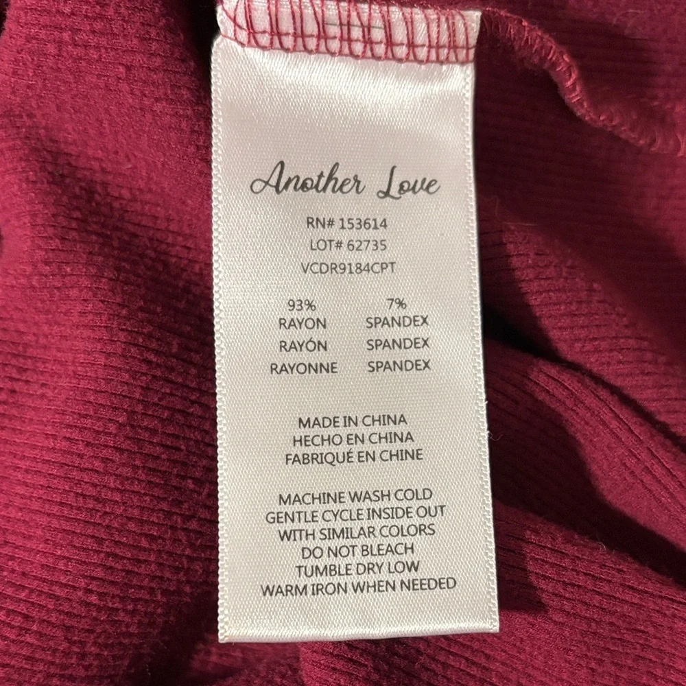 Anthropologie Another Love Burgundy Elevated Basic Soft Rayon Ribbed Mini Dress
